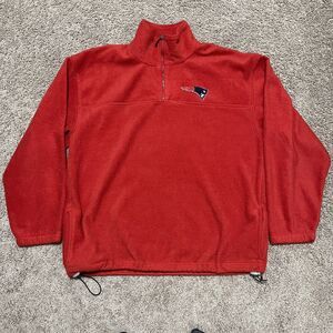 VTG New England Patriots Sweater Womens XL Red 1/4 Zip Fleece Embroidered Logo